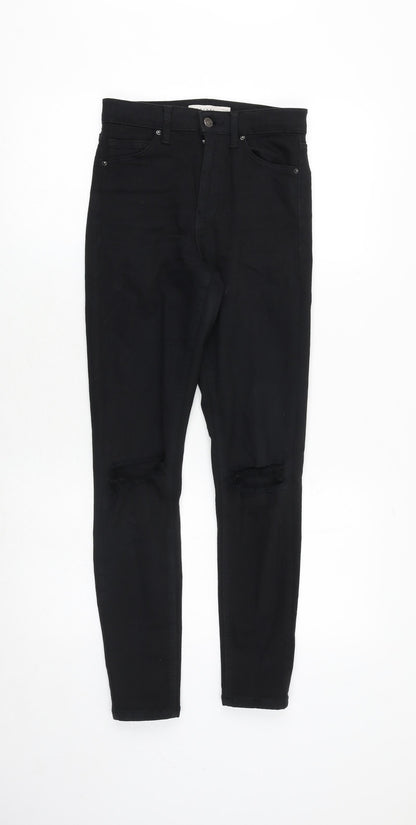 Topshop Womens Black Cotton Skinny Jeans Size 25 in Regular Zip