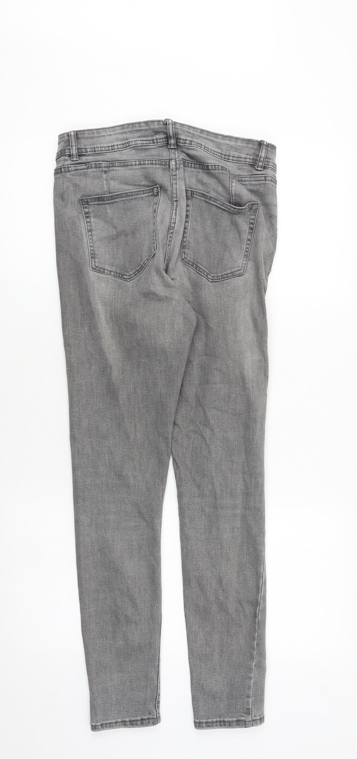 NEXT Womens Grey Cotton Skinny Jeans Size 10 Slim Zip
