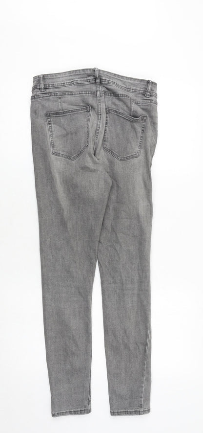 NEXT Womens Grey Cotton Skinny Jeans Size 10 Slim Zip