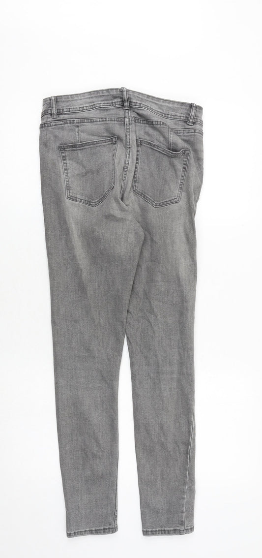 NEXT Womens Grey Cotton Skinny Jeans Size 10 Slim Zip
