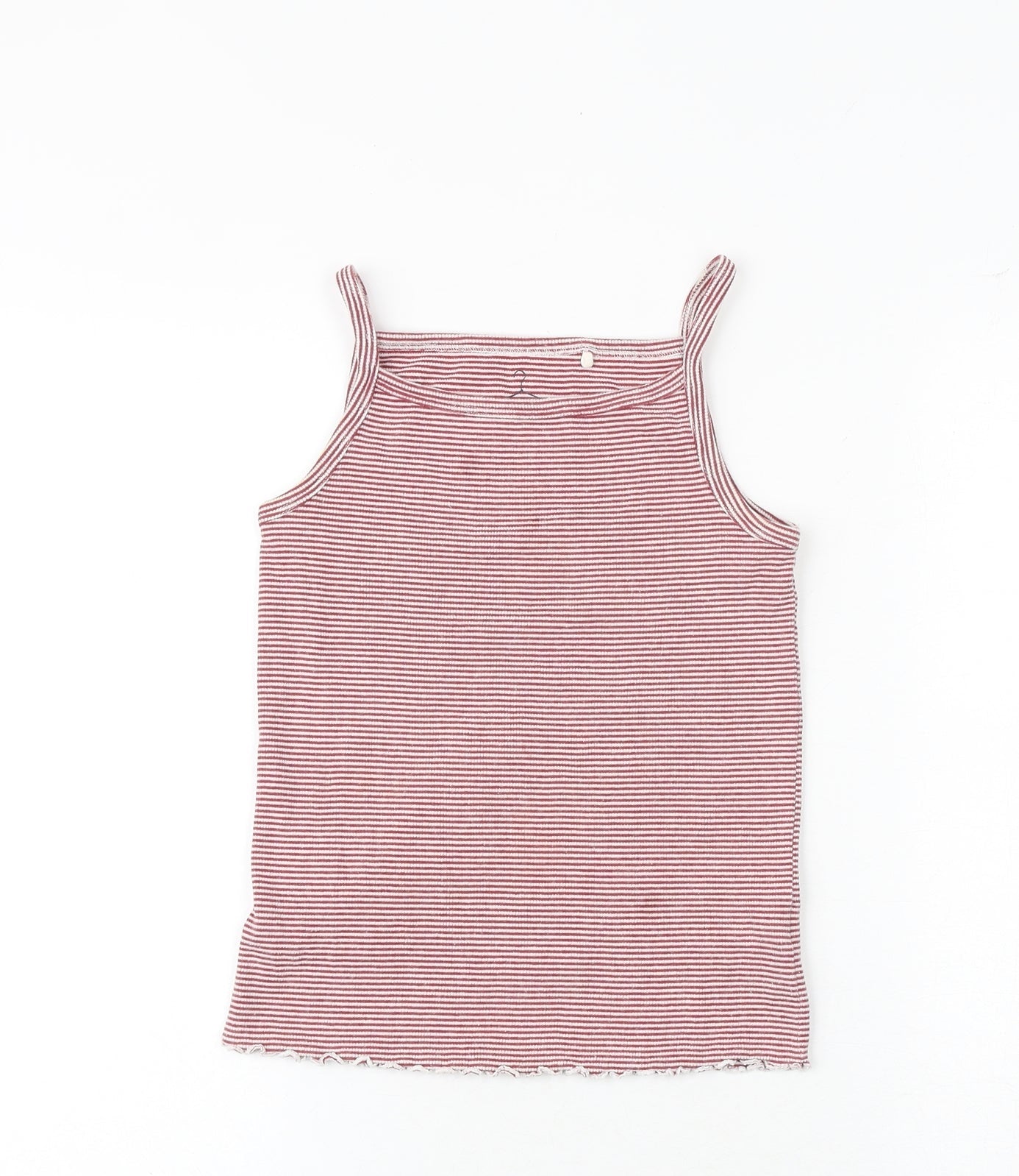 NEXT Girls Red Striped Cotton Basic Tank Size 9 Years Round Neck Pullover