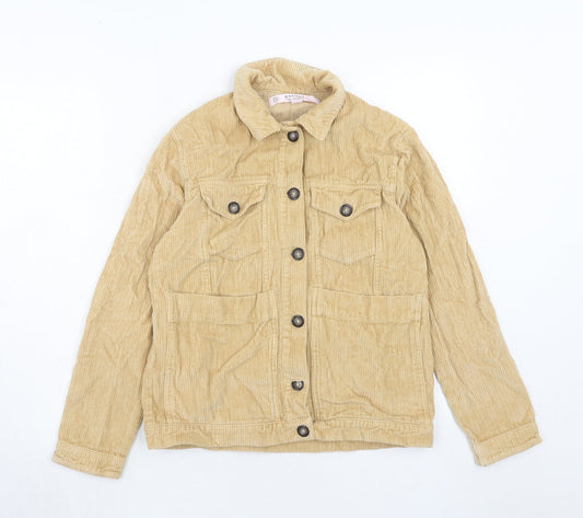 Miss Selfridge Womens Brown Cotton Basic Button-Up Size 8 Collared