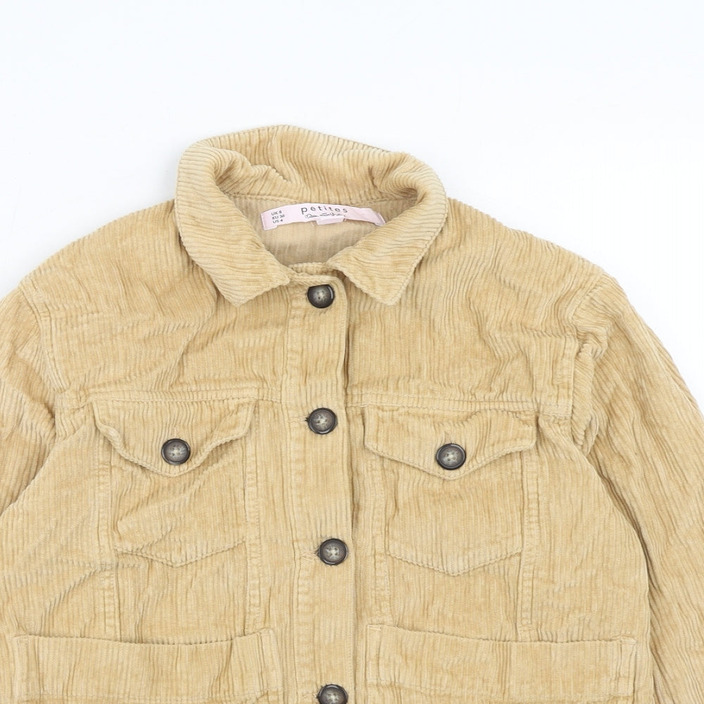 Miss Selfridge Womens Brown Cotton Basic Button-Up Size 8 Collared