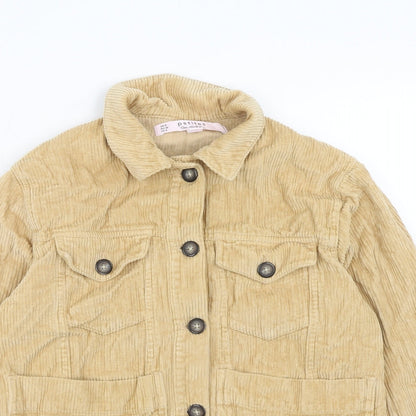 Miss Selfridge Womens Brown Cotton Basic Button-Up Size 8 Collared