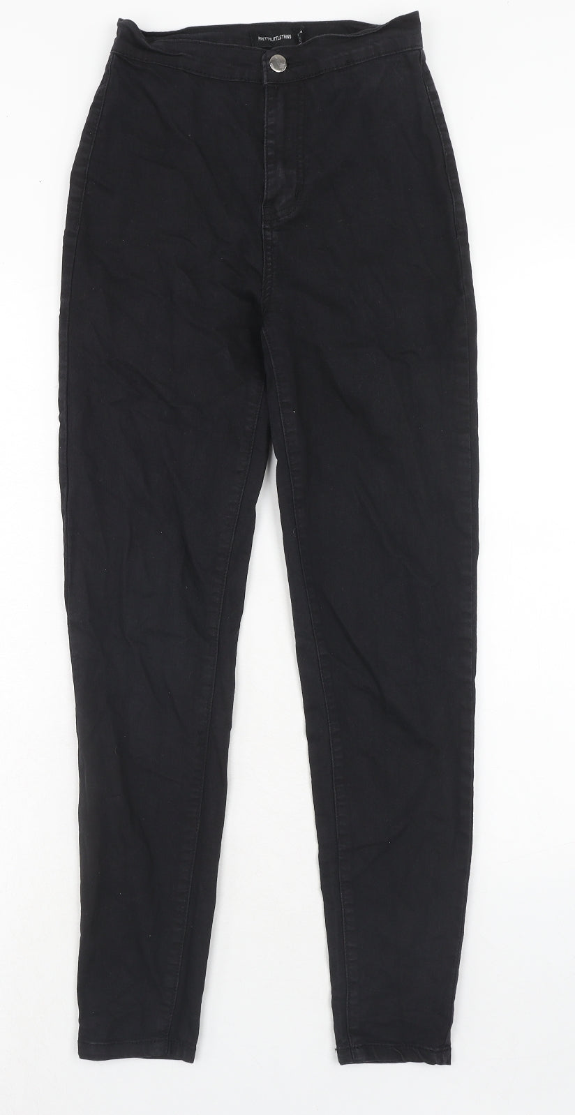 PRETTYLITTLETHING Womens Black Cotton Skinny Jeans Size 6 Regular Zip