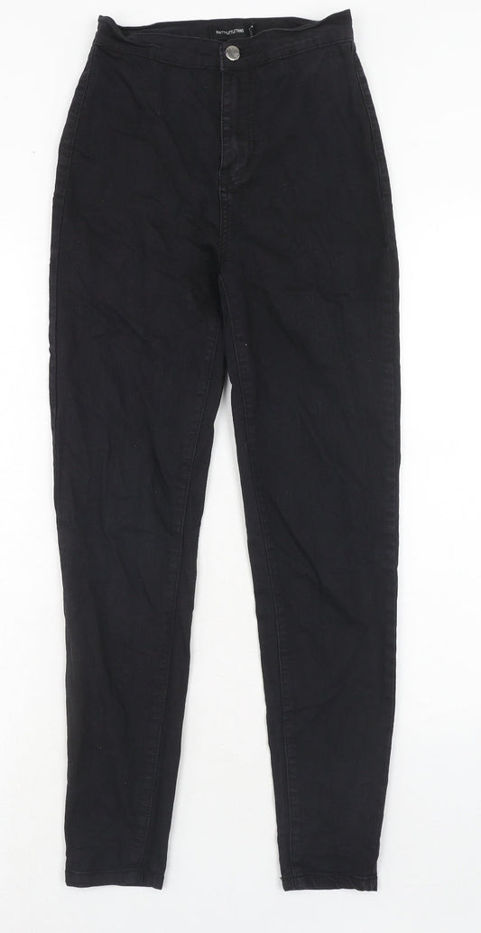 PRETTYLITTLETHING Womens Black Cotton Skinny Jeans Size 6 Regular Zip