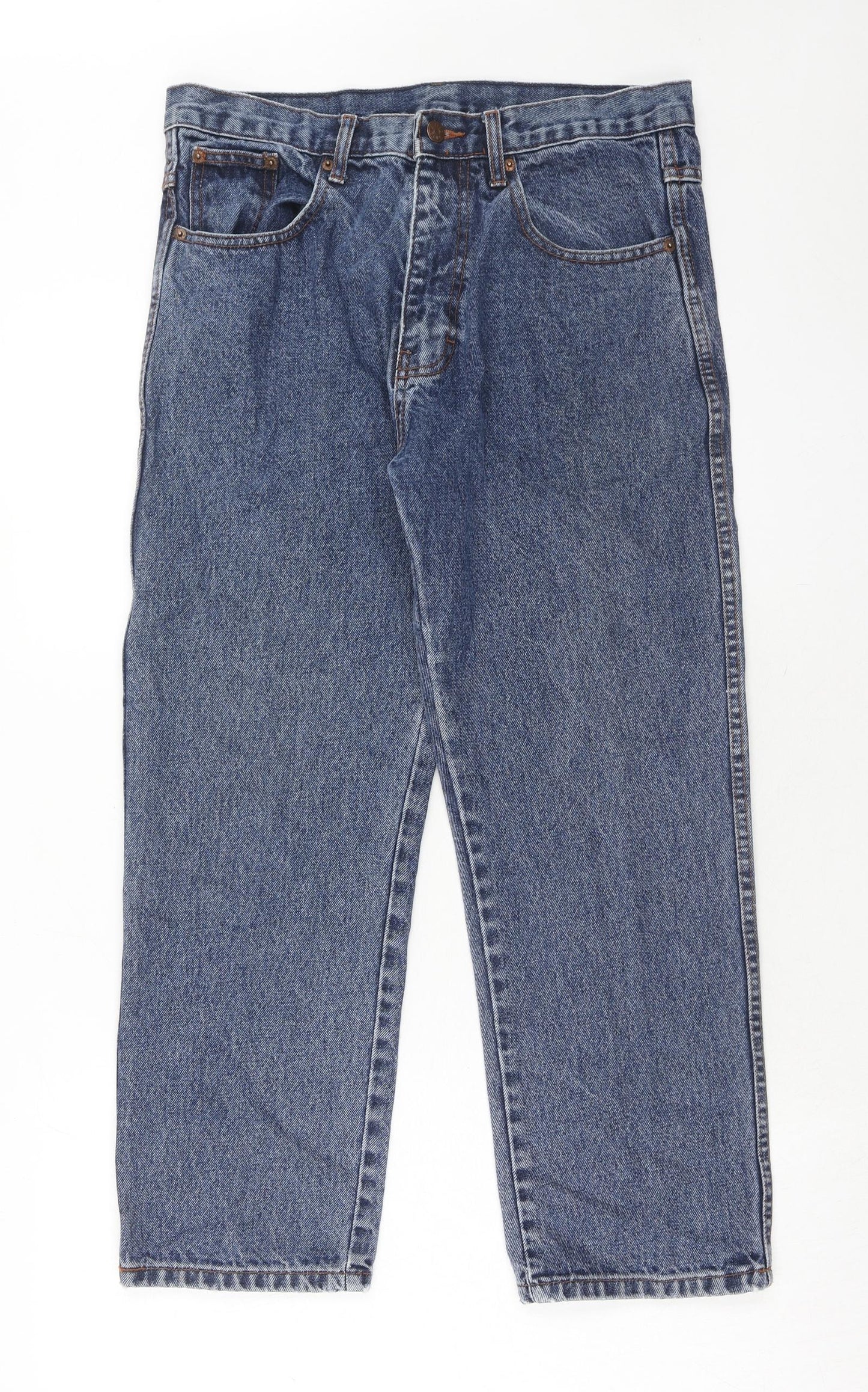 Aztec Womens Blue Cotton Straight Jeans Size 34 in L27 in Regular Zip