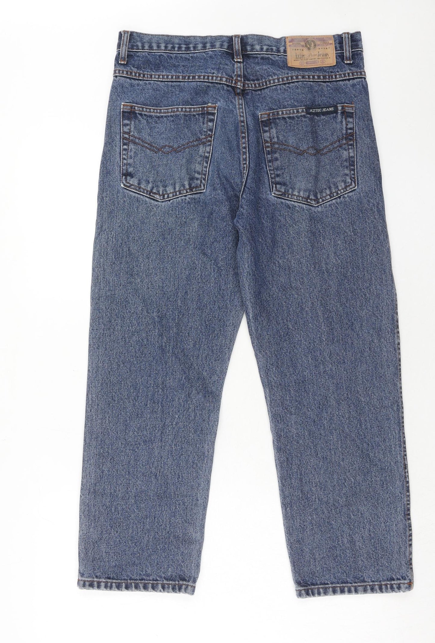 Aztec Womens Blue Cotton Straight Jeans Size 34 in L27 in Regular Zip