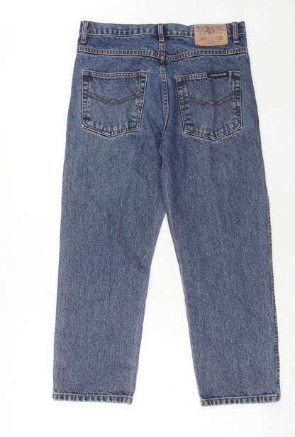 Aztec Womens Blue Cotton Straight Jeans Size 34 in L27 in Regular Zip