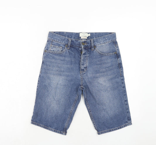 Topman Mens Blue Cotton Bermuda Shorts Size 28 in Regular Button