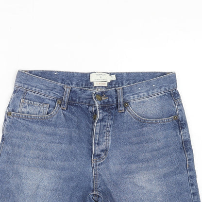 Topman Mens Blue Cotton Bermuda Shorts Size 28 in Regular Button