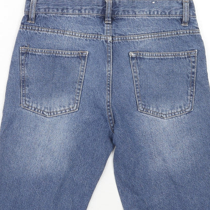 Topman Mens Blue Cotton Bermuda Shorts Size 28 in Regular Button