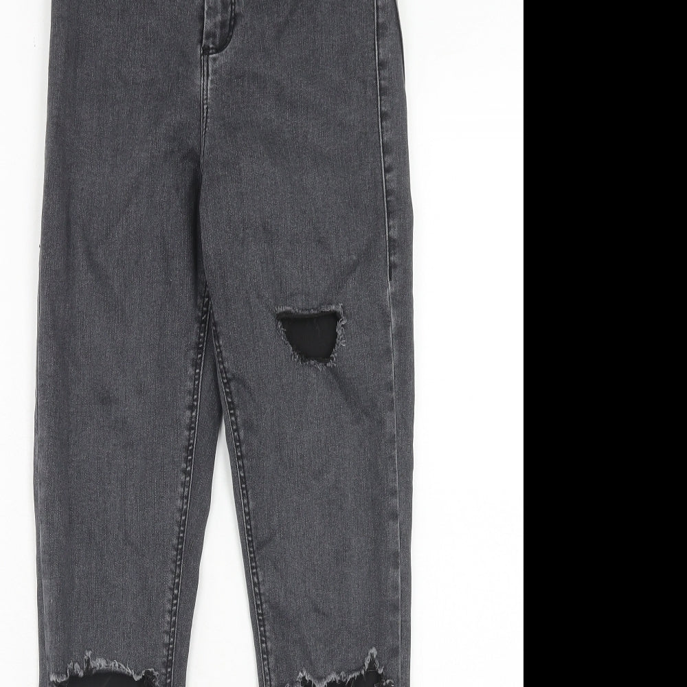 Topshop Womens Grey Cotton Skinny Jeans Size 28 in L32 in Regular Zip