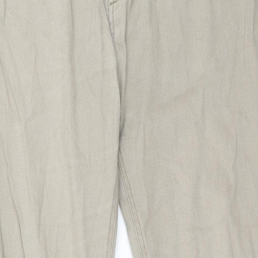 H&M Mens Beige Cotton Straight Jeans Size 36 in Regular Zip