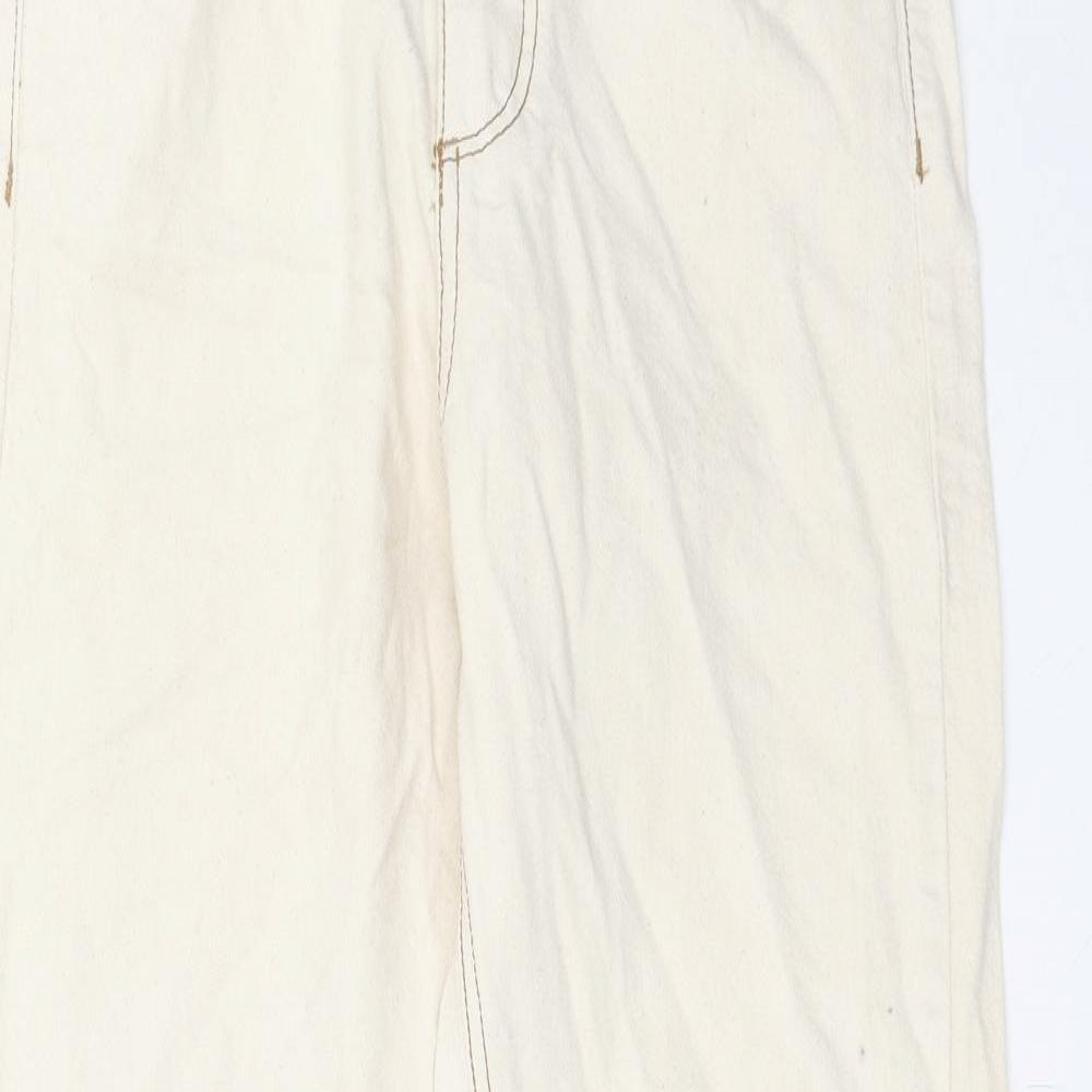 Womens UK Size 8 Stradivarius Regular Fit Straight Beige Jeans