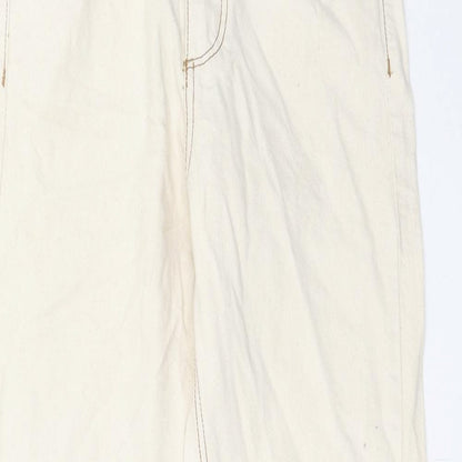 Womens UK Size 8 Stradivarius Regular Fit Straight Beige Jeans