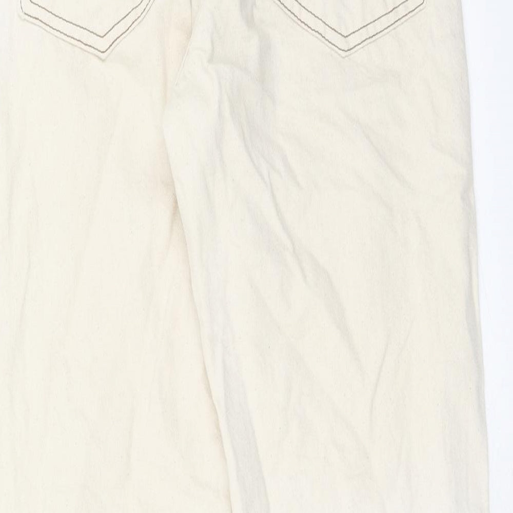 Womens UK Size 8 Stradivarius Regular Fit Straight Beige Jeans
