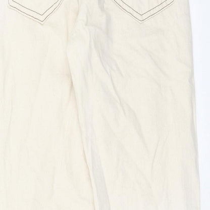 Womens UK Size 8 Stradivarius Regular Fit Straight Beige Jeans