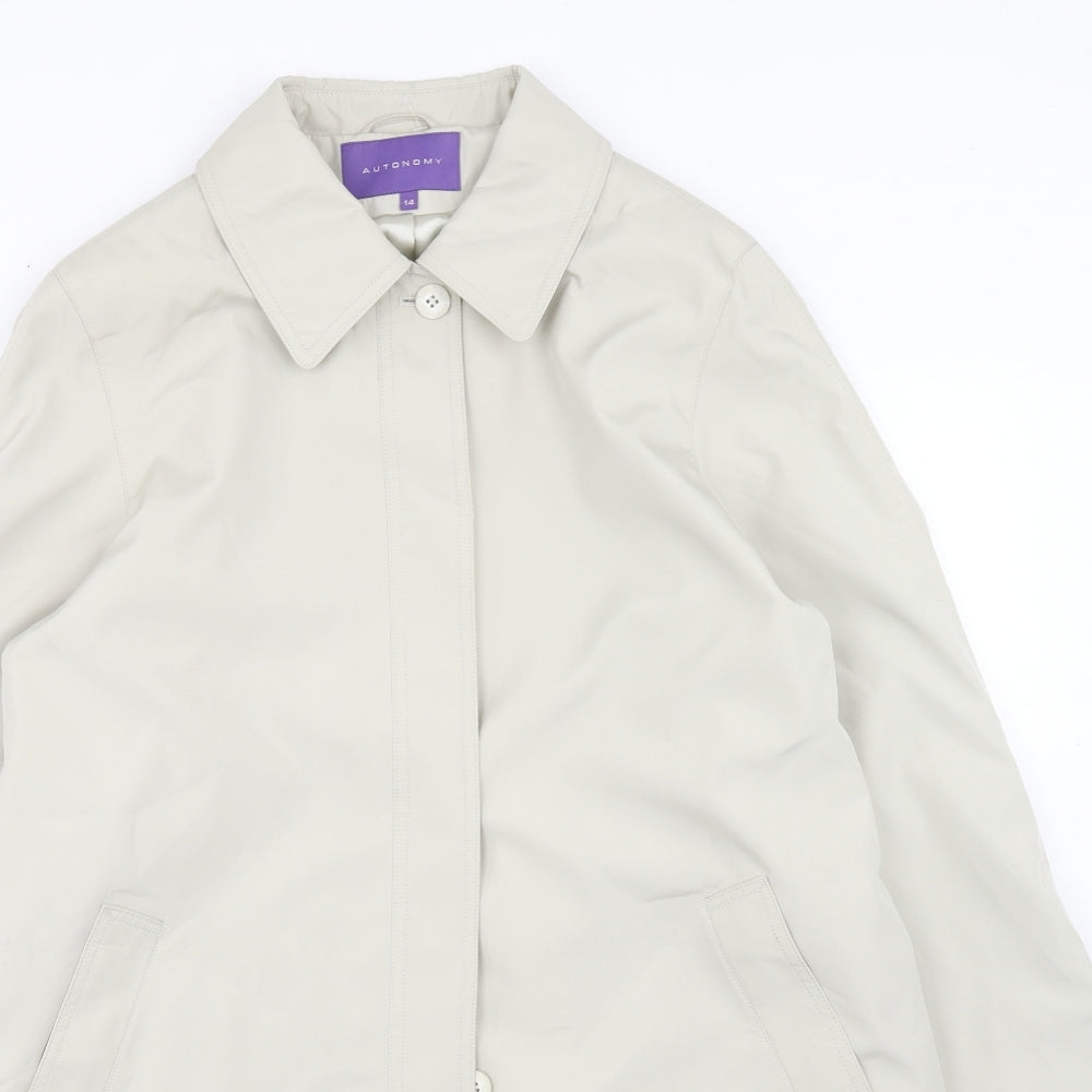 Autonomy Womens Ivory Overcoat Coat Size 14 Button