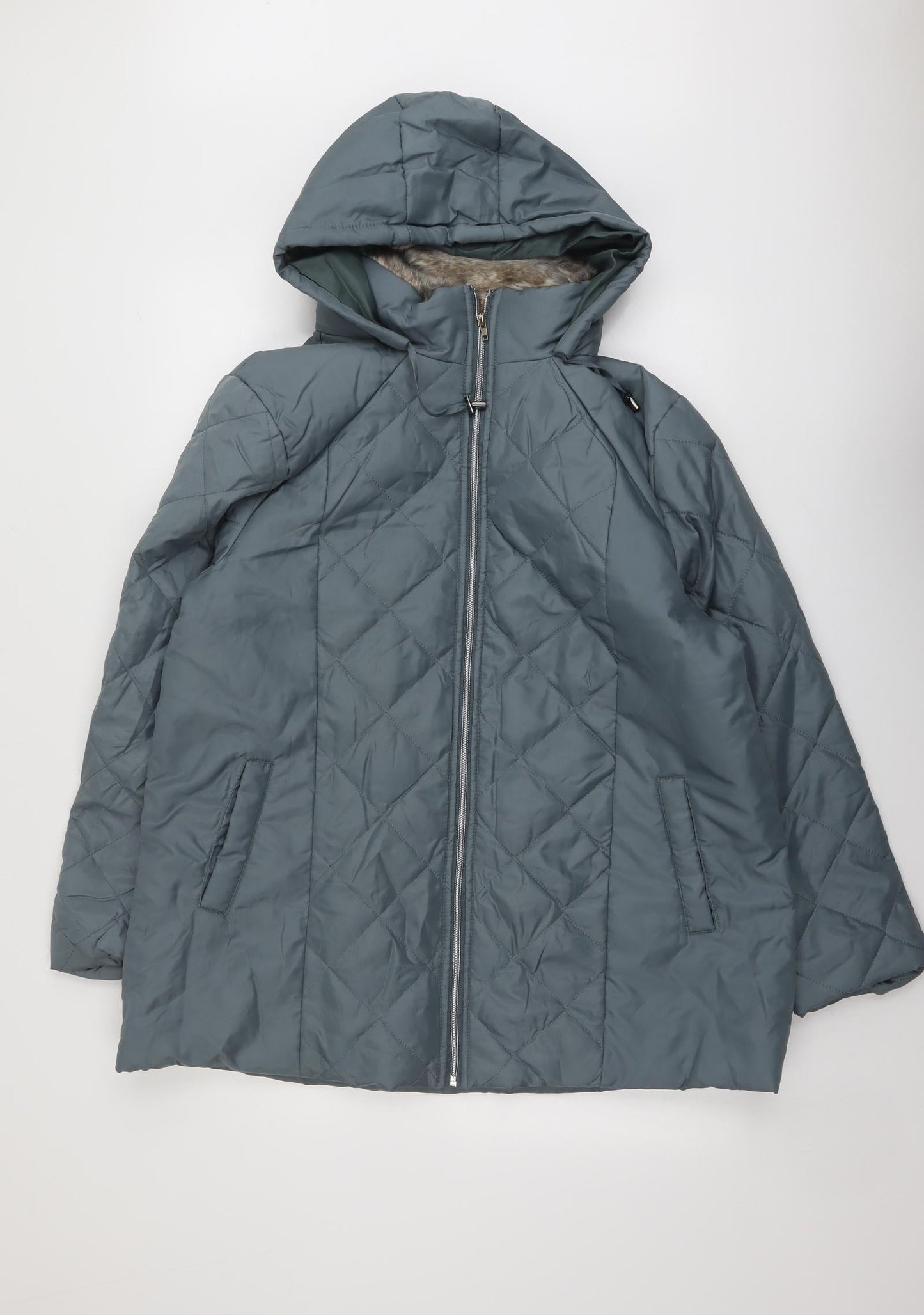 Womens UK Size L Anne De Lancay Blue Quilted Coat