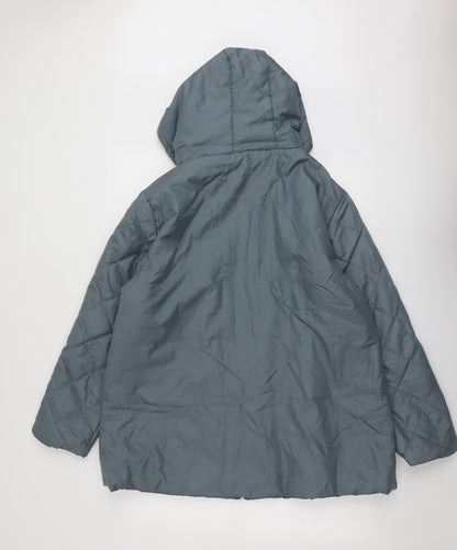 Womens UK Size L Anne De Lancay Blue Quilted Coat