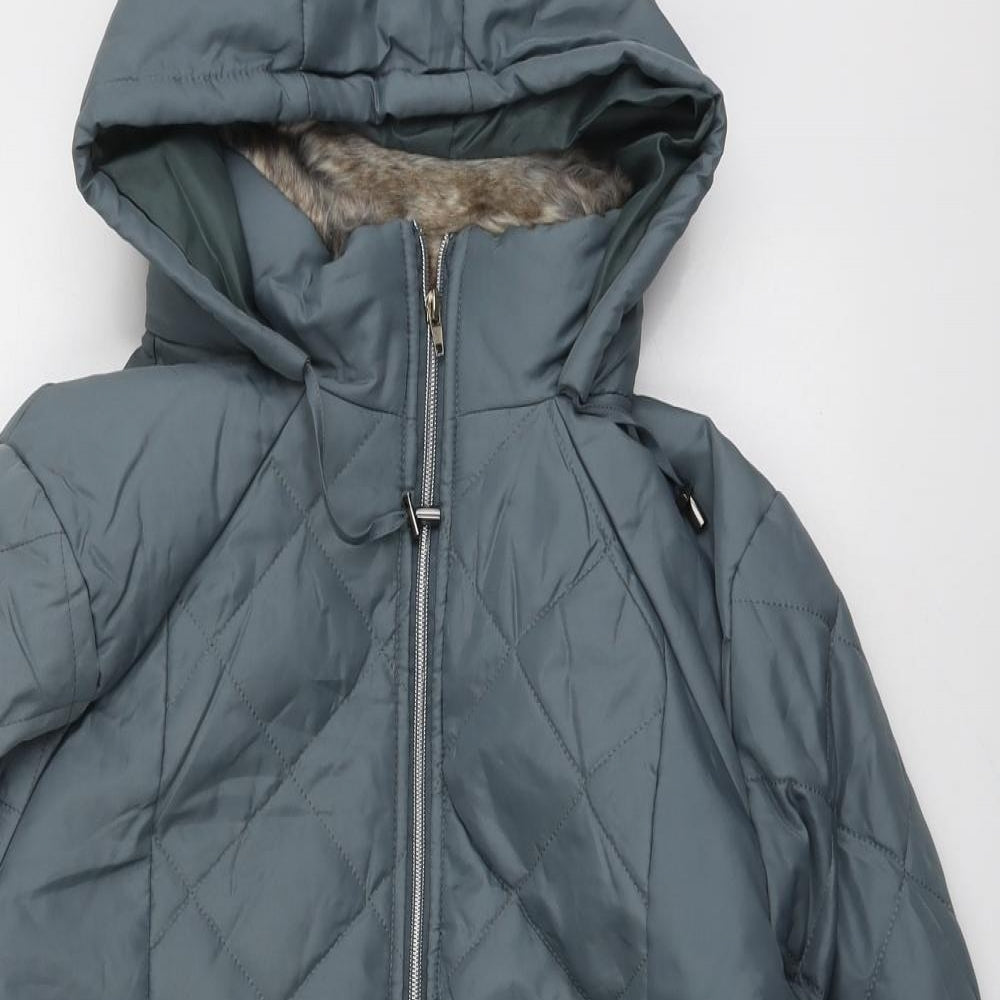 Womens UK Size L Anne De Lancay Blue Quilted Coat