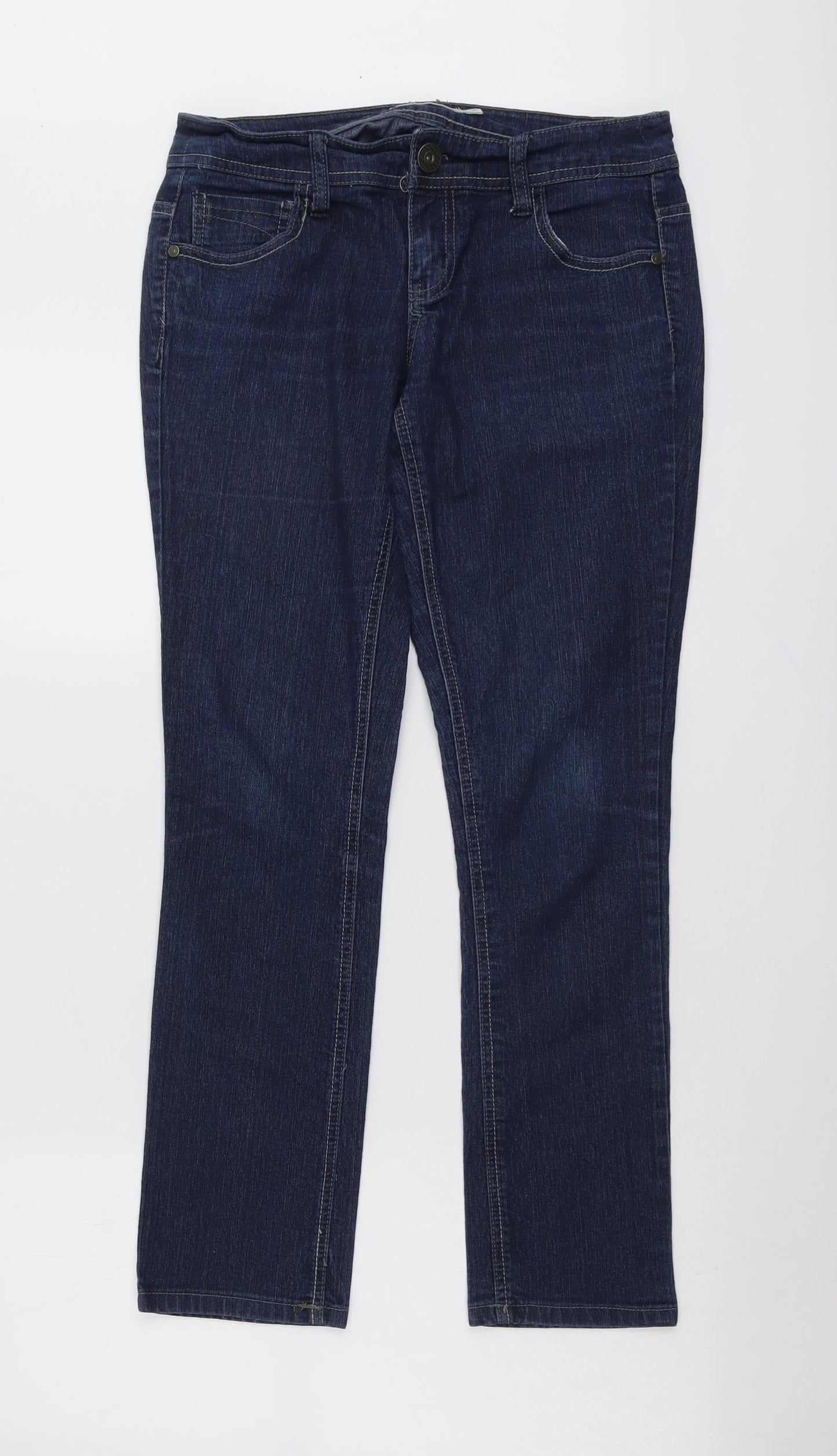 Dorothy Perkins Womens Blue Cotton Skinny Jeans Size 10 L28 in Regular Button