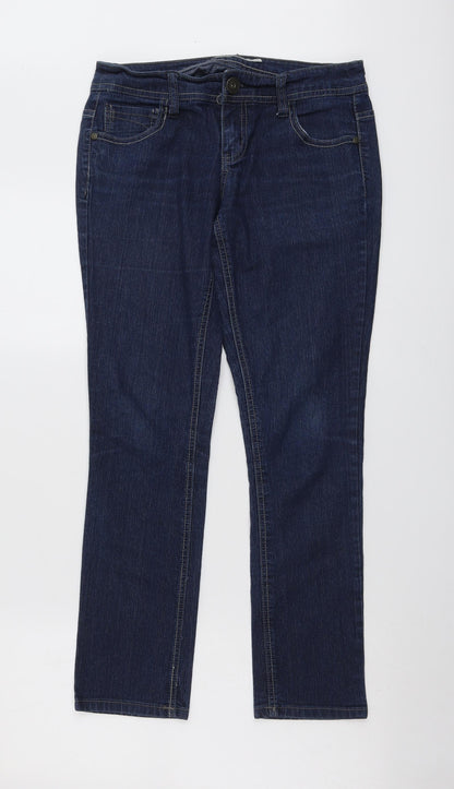 Dorothy Perkins Womens Blue Cotton Skinny Jeans Size 10 L28 in Regular Button