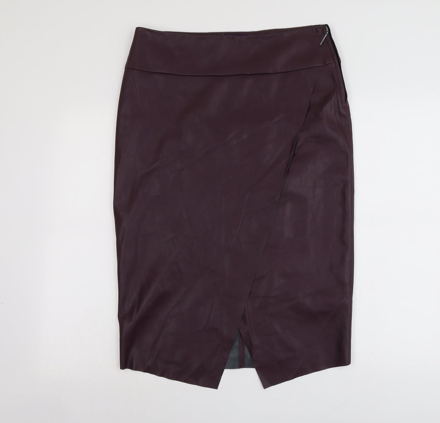 Marks and Spencer Womens Purple Polyurethane A-Line Skirt Size 14 Zip