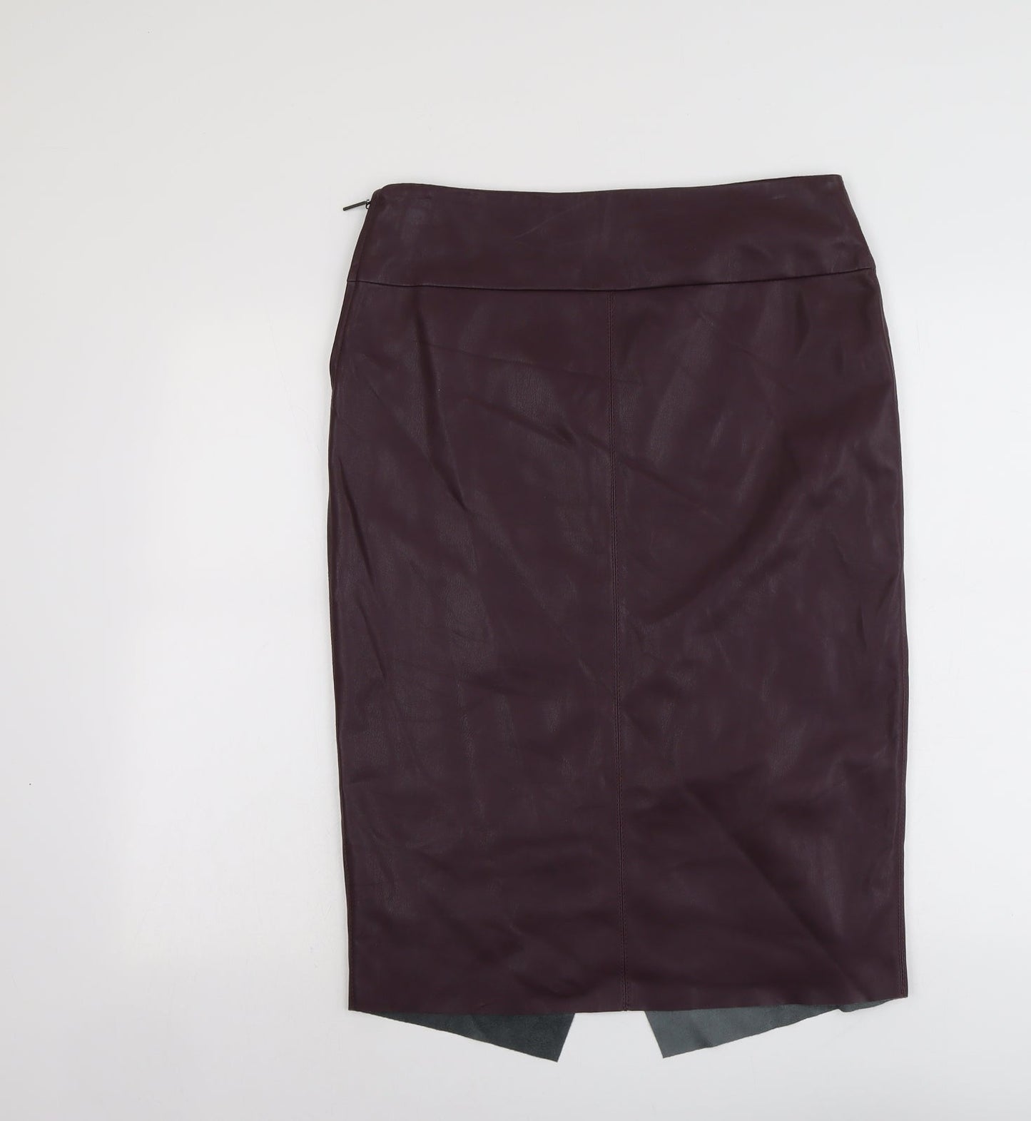 Marks and Spencer Womens Purple Polyurethane A-Line Skirt Size 14 Zip