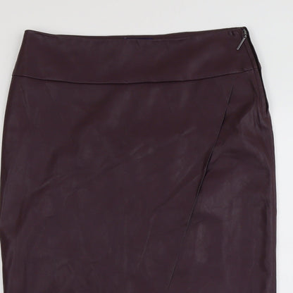 Marks and Spencer Womens Purple Polyurethane A-Line Skirt Size 14 Zip