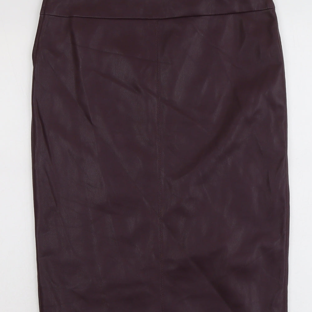 Marks and Spencer Womens Purple Polyurethane A-Line Skirt Size 14 Zip