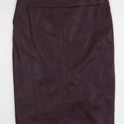 Marks and Spencer Womens Purple Polyurethane A-Line Skirt Size 14 Zip