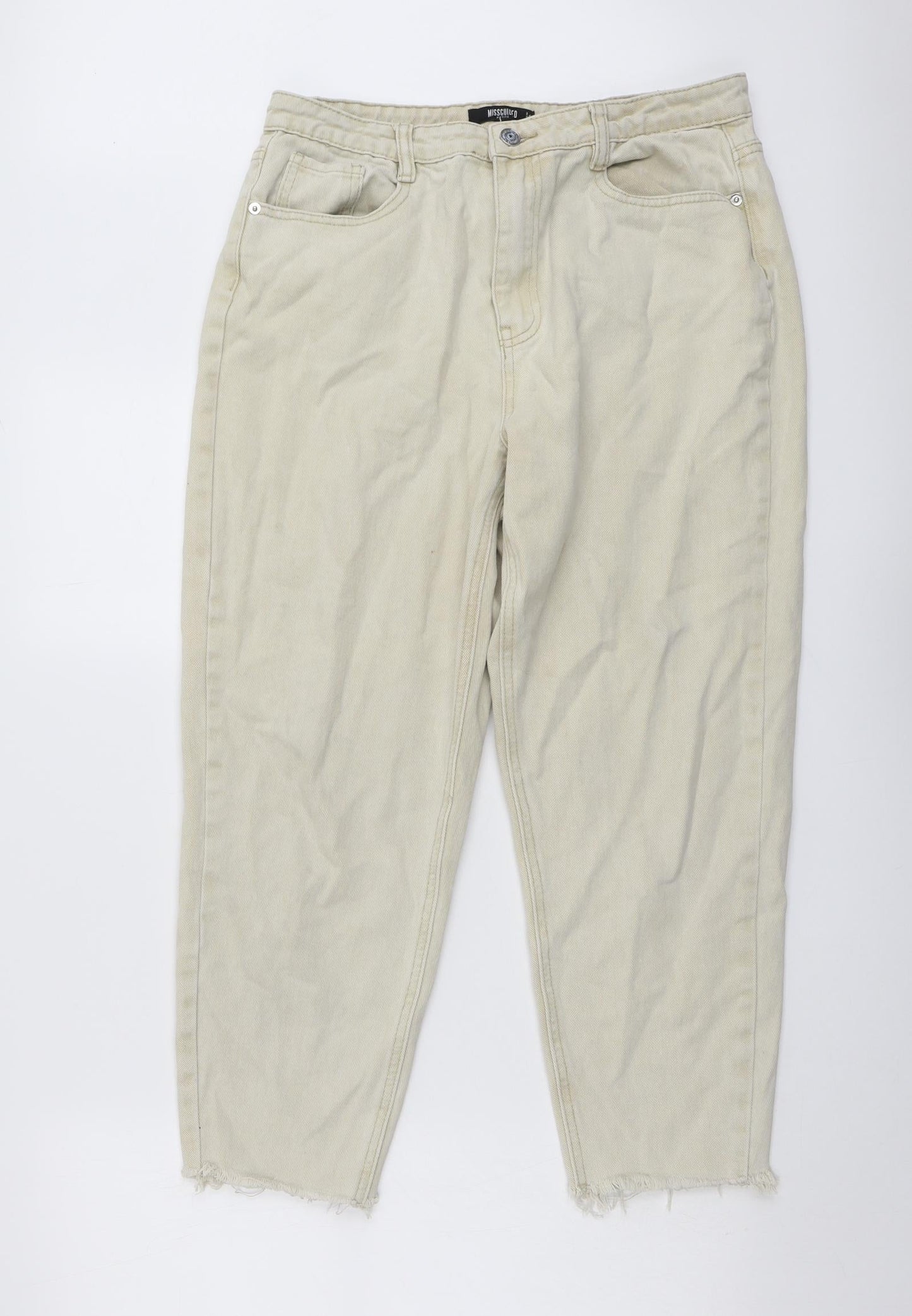 Missguided Womens Beige Cotton Mom Jeans Size 30 in L25 in Regular Button