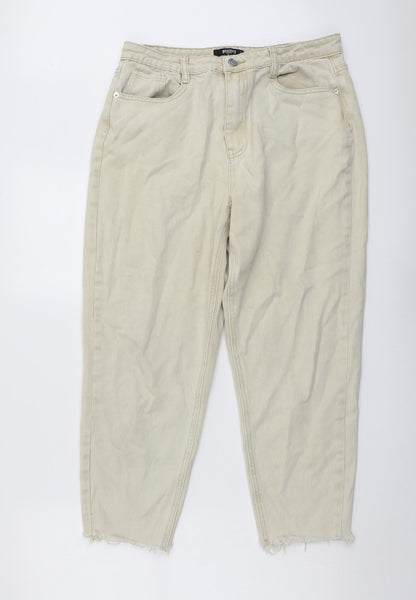 Missguided Womens Beige Cotton Mom Jeans Size 30 in L25 in Regular Button