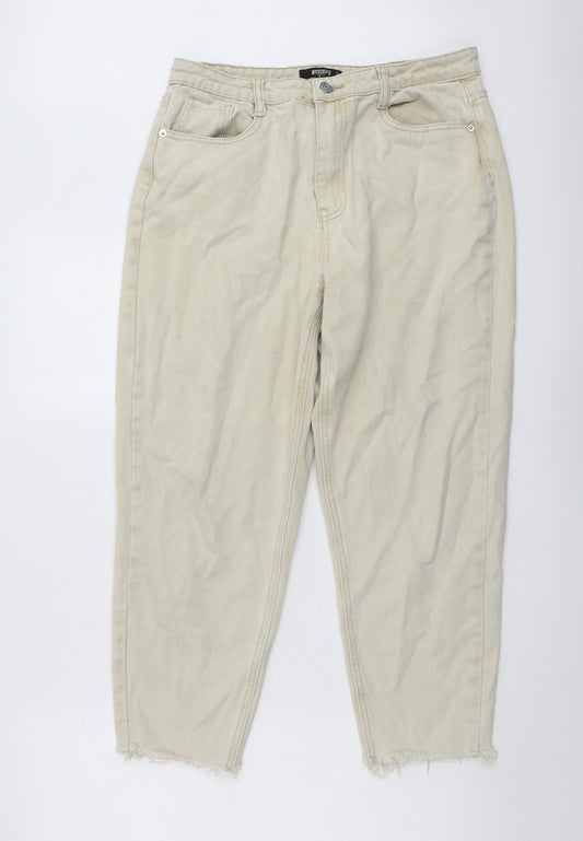 Missguided Womens Beige Cotton Mom Jeans Size 30 in L25 in Regular Button