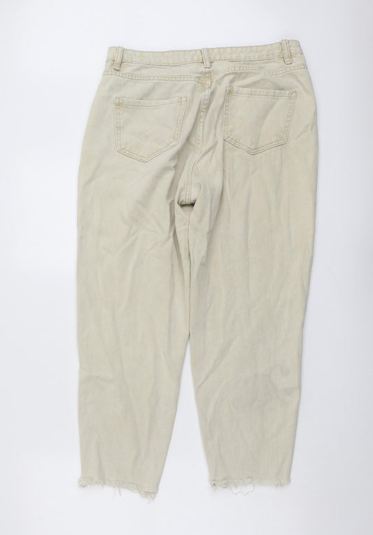 Missguided Womens Beige Cotton Mom Jeans Size 30 in L25 in Regular Button