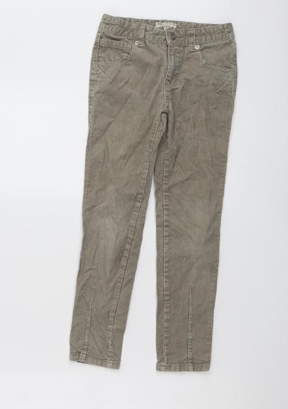 Indigo Girls Beige Cotton Carrot Trousers Size 8 Years Regular Button