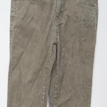 Indigo Girls Beige Cotton Carrot Trousers Size 8 Years Regular Button