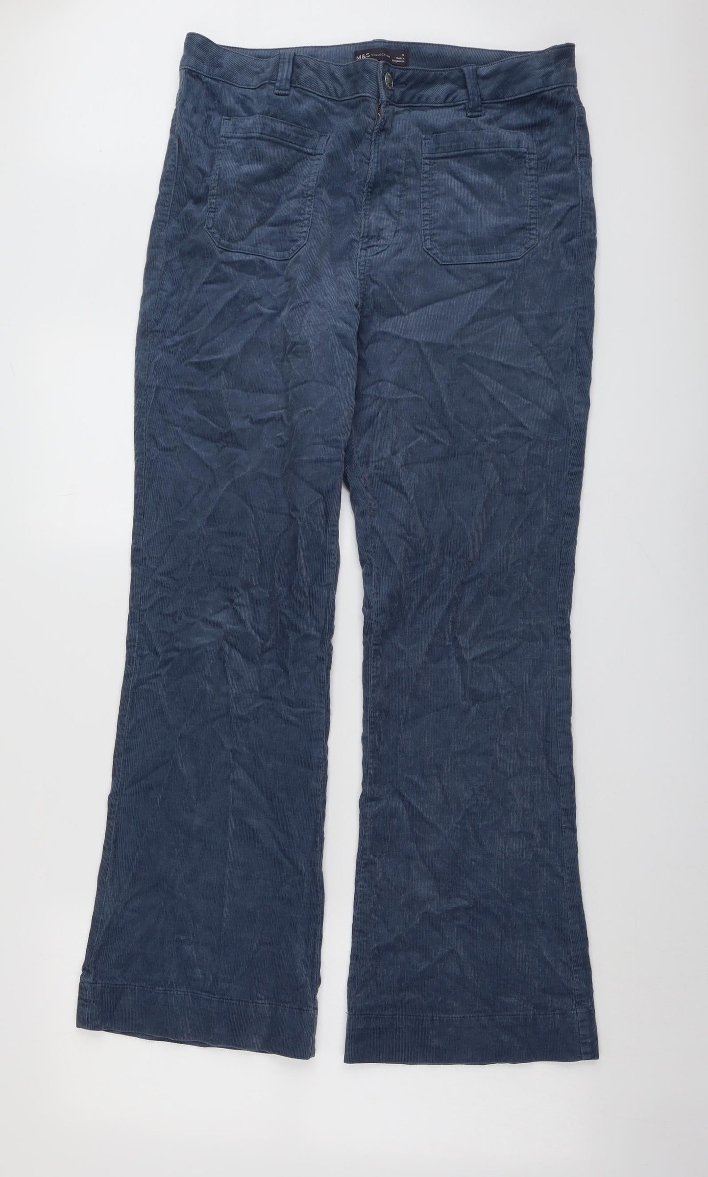 Womens UK Size 14 Marks and Spencer Regular Fit  Blue Trousers