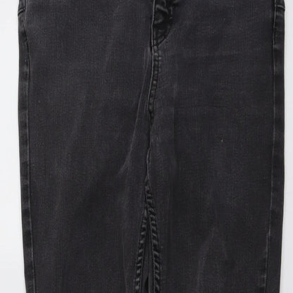 New Look Womens Grey Cotton Skinny Jeans Size 14 L25 in Regular Button