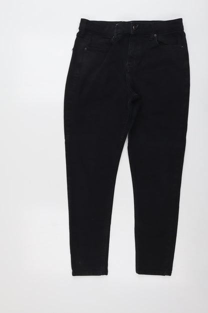 Topshop Womens Black Cotton Skinny Jeans Size 30 in L26 in Regular Button