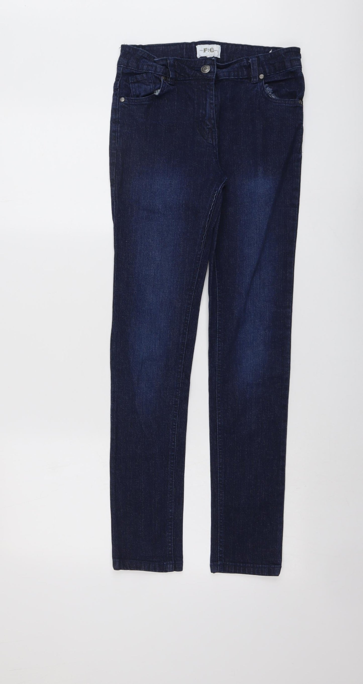 French Connection Girls Blue Cotton Skinny Jeans Size 12-13 Years Regular Button