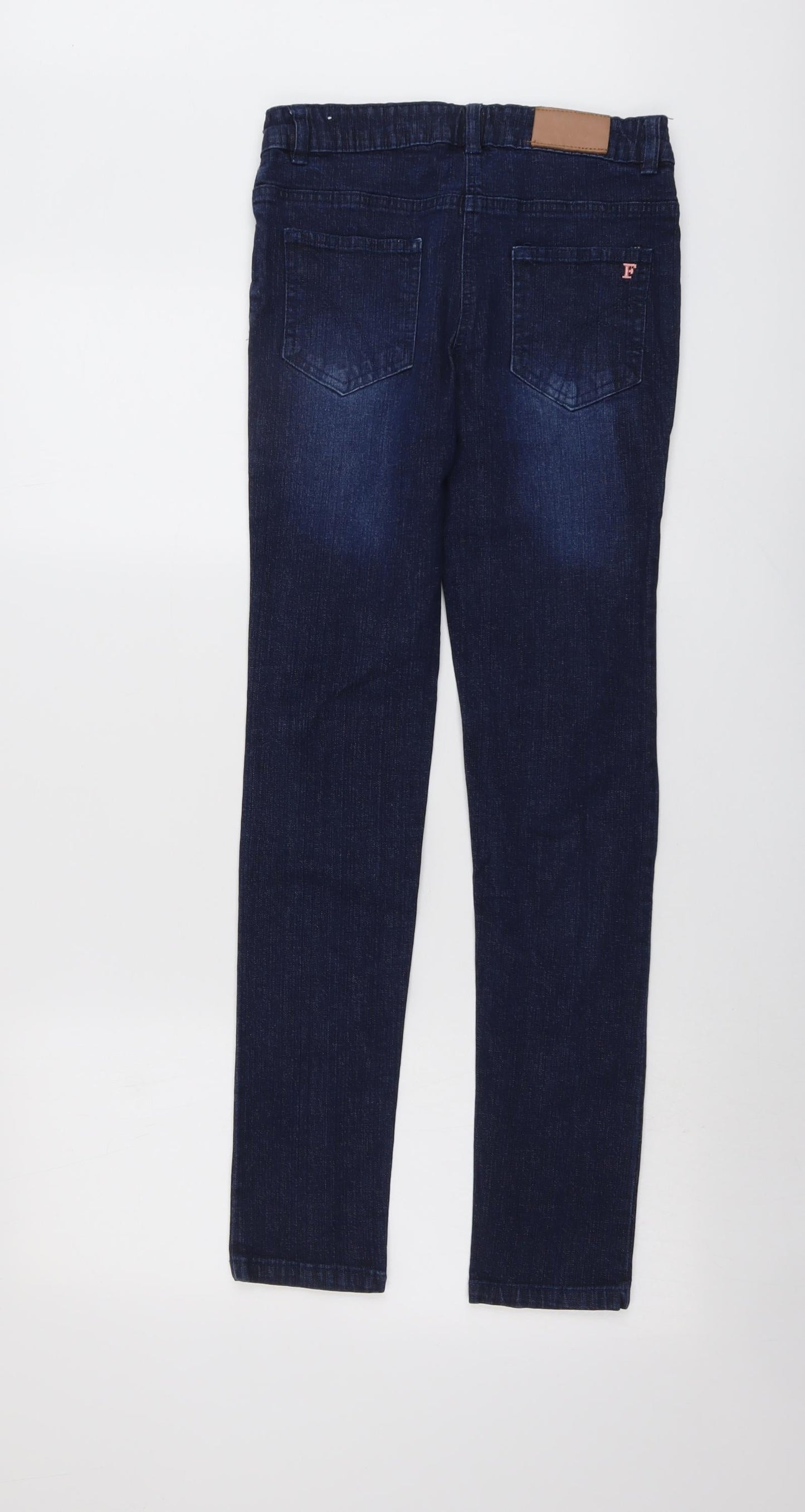 French Connection Girls Blue Cotton Skinny Jeans Size 12-13 Years Regular Button