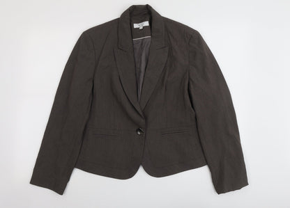 NEXT Womens Brown Striped Polyester Jacket Blazer Size 16