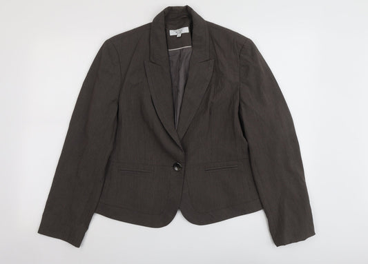 NEXT Womens Brown Striped Polyester Jacket Blazer Size 16