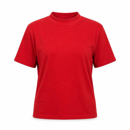 Ame Womens Red Polyester Basic T-Shirt Size S Mock Neck - Size S-M