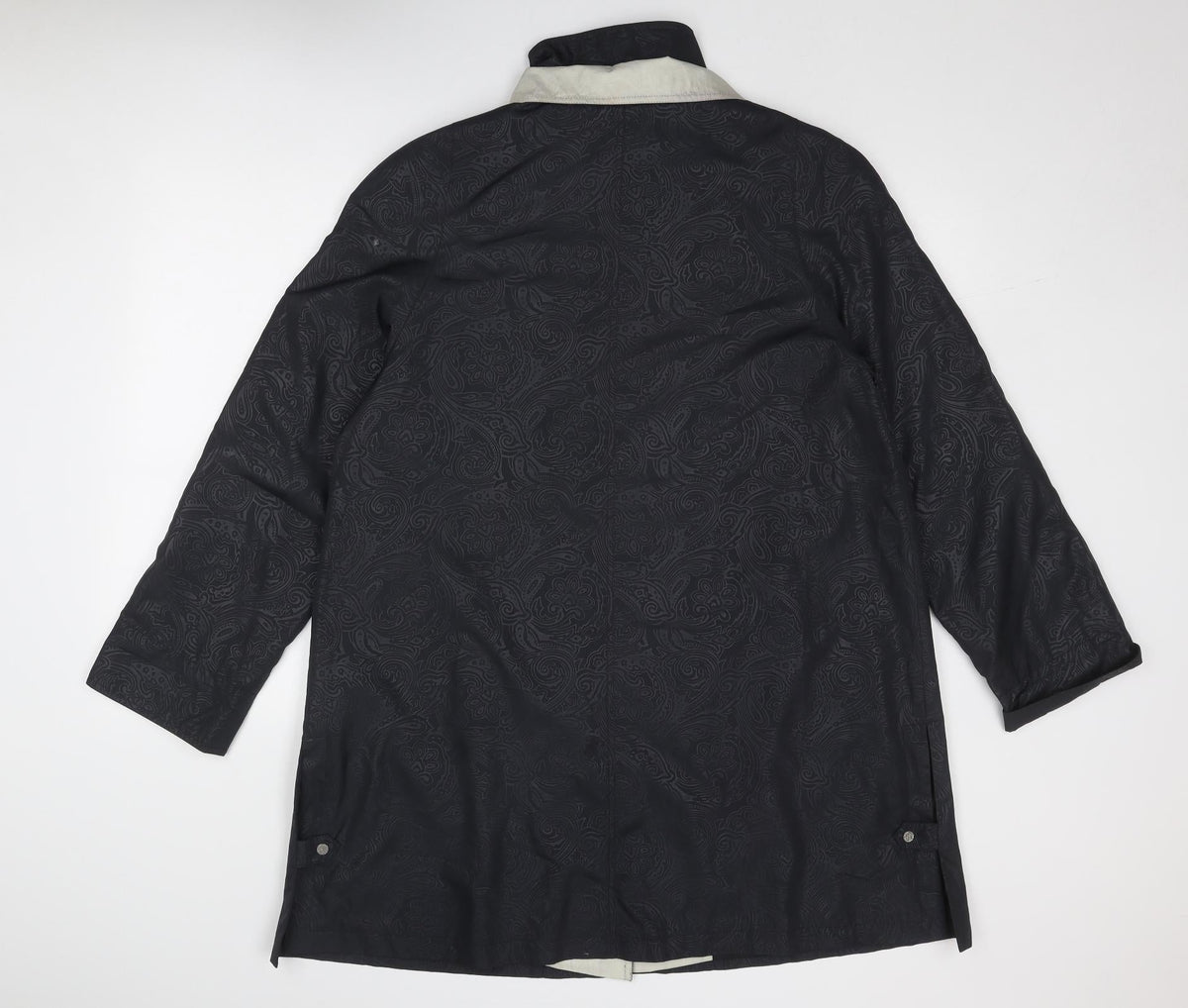 Junge Womens Black Geometric Overcoat Coat Size 12 Zip