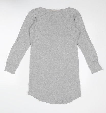 Marks and Spencer Womens Grey Cotton T-Shirt Dress Size 10 V-Neck Button