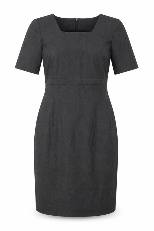 Icona Womens Grey Polyester Pencil Dress Size 8 Square Neck Zip